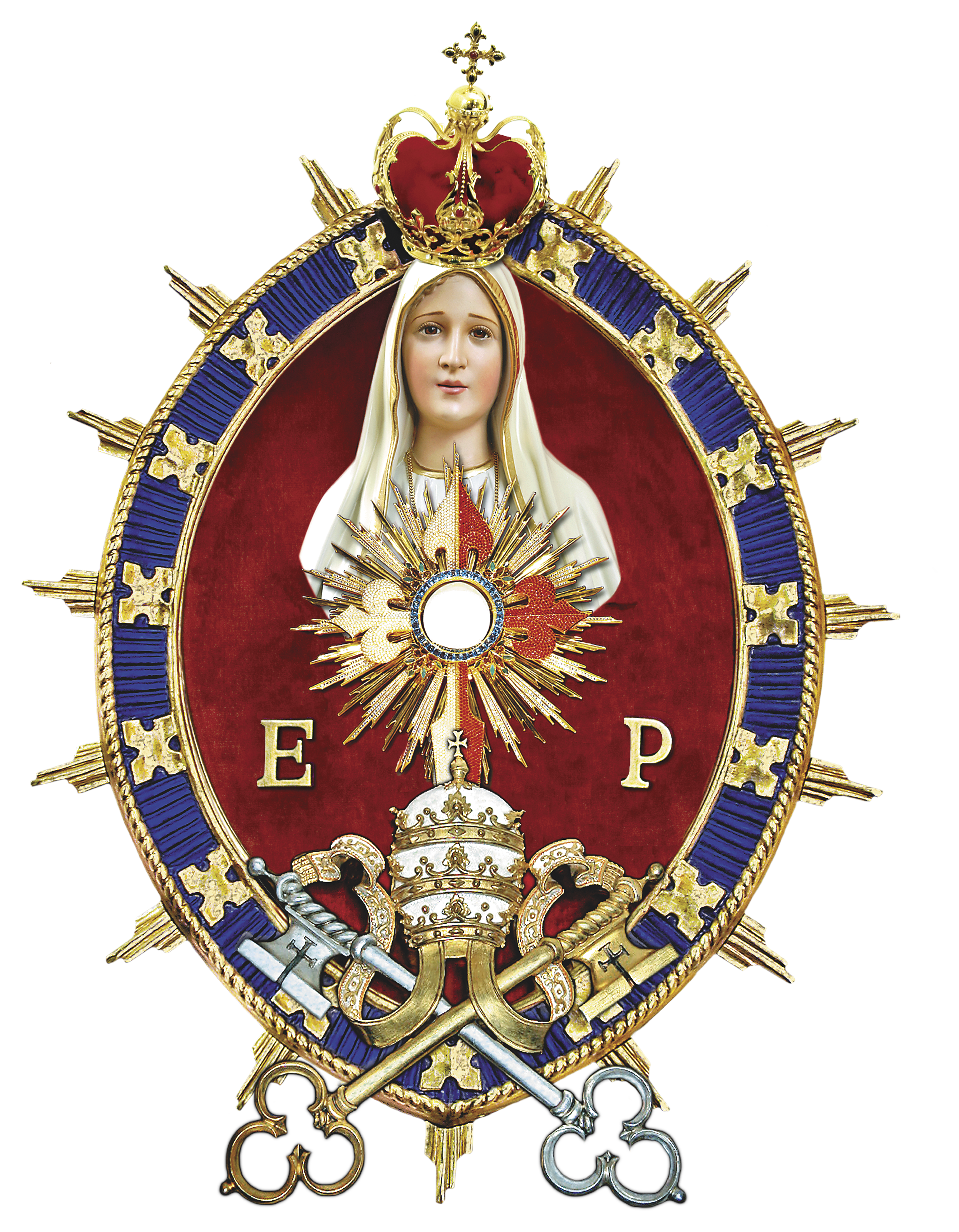 Emblema dos Arautos do Evangelho - Eucaristia, Maria e Papa